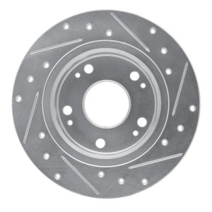 Acura TSX Brake Rotor (1) - Rear Left - R1 Concepts - Drilled & Slotted - Silver - `03-`08